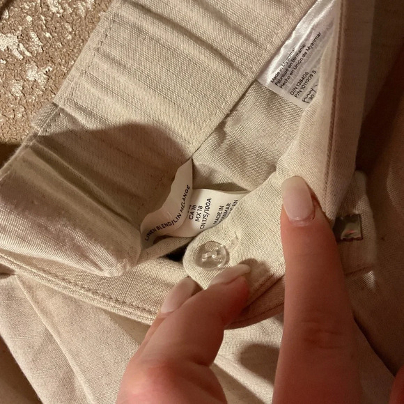 H&M Linen Blend High Rise Straight Leg Pull On Trousers 18 C8 - Picture 3 of 3